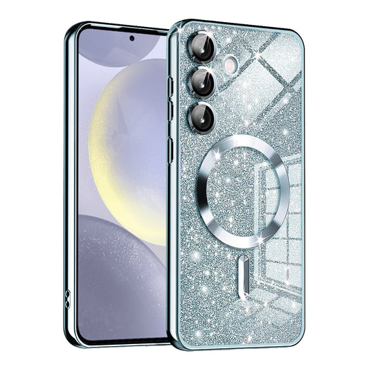 MagSafe-Hülle für Samsung Galaxy S24+ S926, Techsuit, Luxury Glitter, Blau