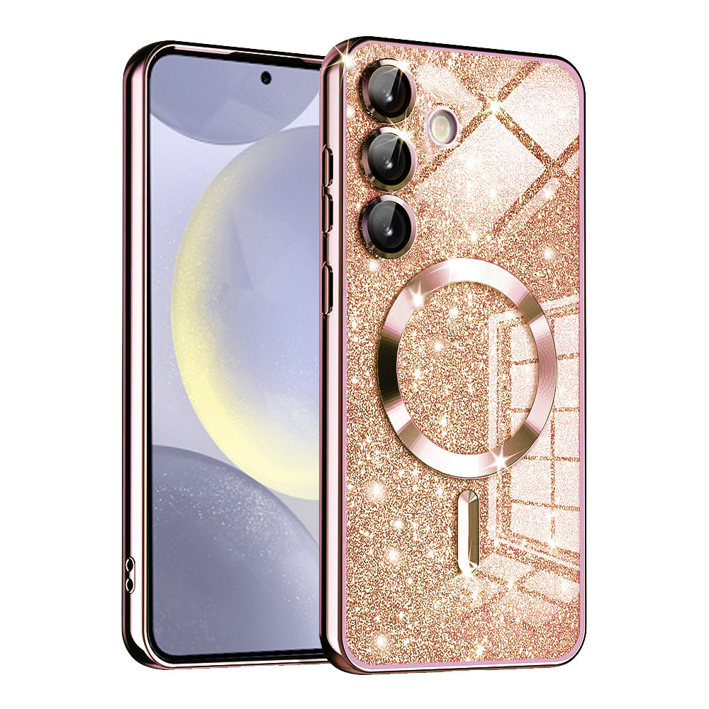 MagSafe-Hülle für Samsung Galaxy S24+ S926, Techsuit, Luxury Glitter, Roségold