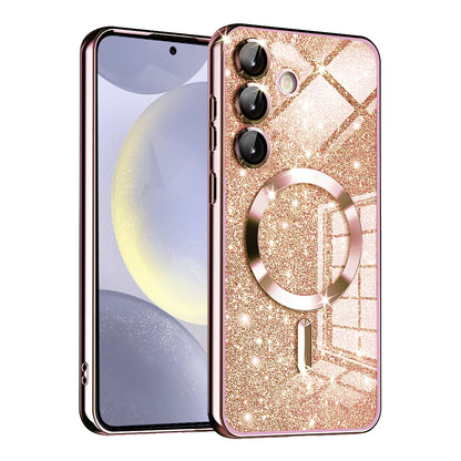 MagSafe-Hülle für Samsung Galaxy S24+ S926, Techsuit, Luxury Glitter, Roségold