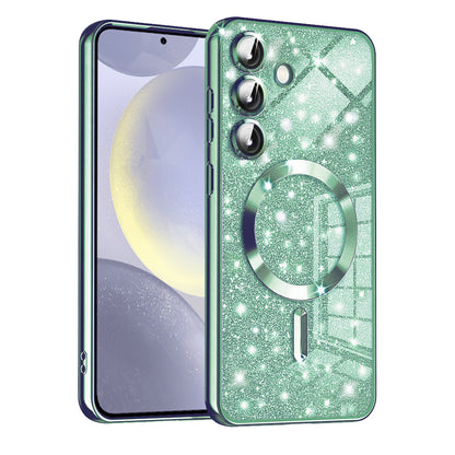 MagSafe-Hülle für Samsung Galaxy S24+ S926, Techsuit, Luxury Glitter, Hellgrün