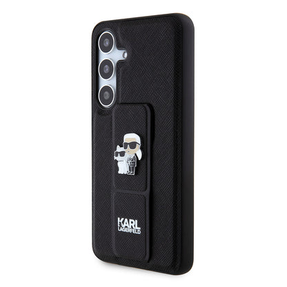 MagSafe Case for Samsung Galaxy S24 S921, Karl Lagerfeld, Saffiano Gripstand Karl & Choupette, Black