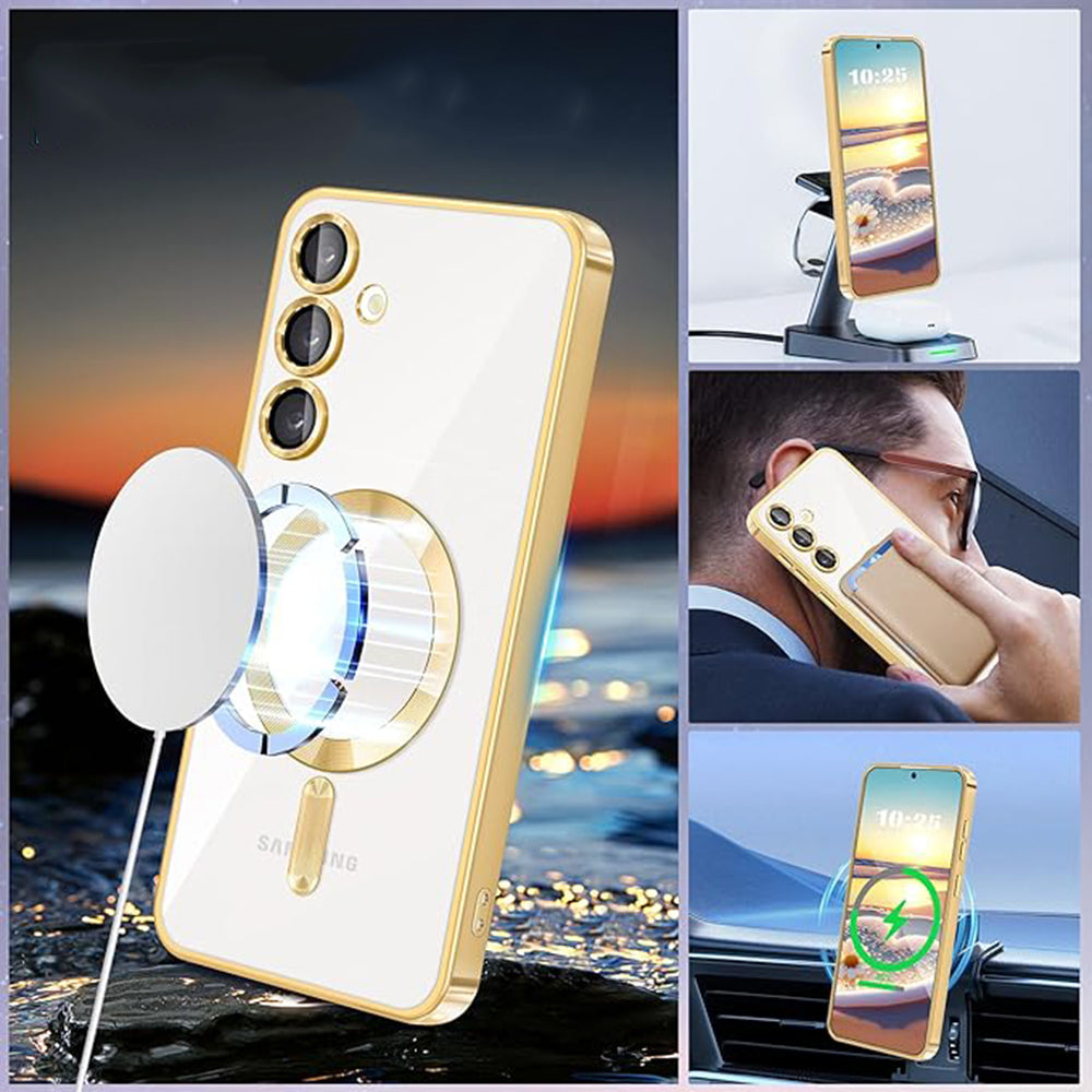 MagSafe-Hülle für Samsung Galaxy S24 S921, Techsuit, Luxury Crystal, Rosa
