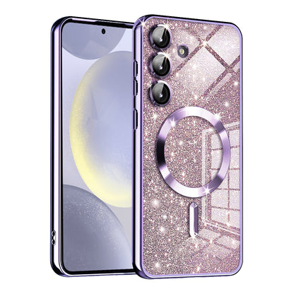 MagSafe-Hülle für Samsung Galaxy S24 S921, Techsuit, Luxury Glitter, Hellviolett