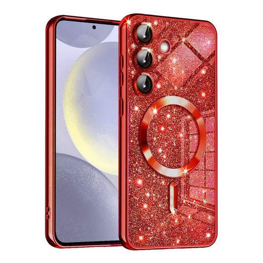 MagSafe-Hülle für Samsung Galaxy S24 S921, Techsuit, Luxury Glitter, Rot