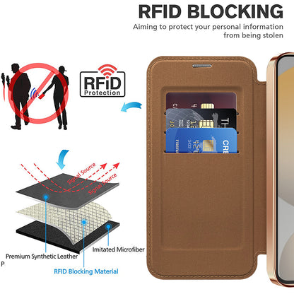 MagSafe Case for Samsung Galaxy S24 S921, Techsuit, SmartMag Book, Brown