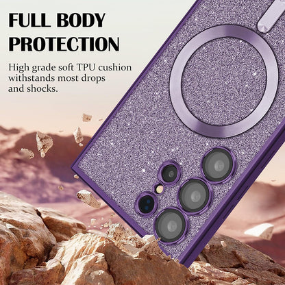 MagSafe-Hülle für Samsung Galaxy S24 Ultra S928, Techsuit, Luxury Glitter, Hellviolett