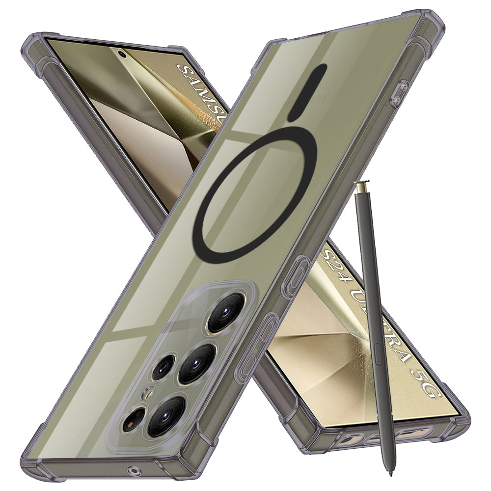 MagSafe-Hülle für Samsung Galaxy S24 Ultra S928, Techsuit, stoßfest transparent, rauchfarben