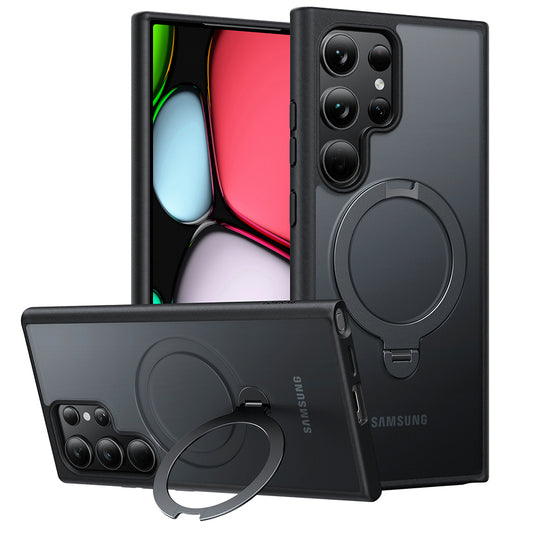MagSafe-Hülle für Samsung Galaxy S24 Ultra S928, Torras, Ostand Spin, Schwarz