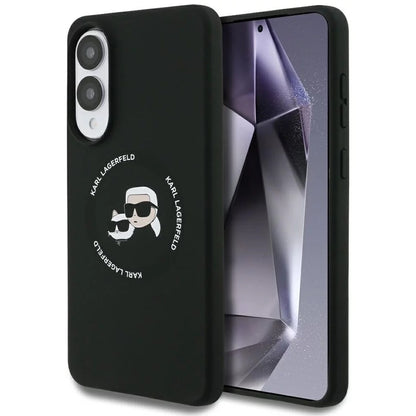 MagSafe Hülle für Samsung Galaxy S25 Edge S937, Karl Lagerfeld, Silicone Double Heads, Schwarz
