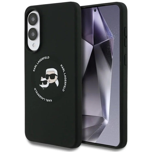 MagSafe Hülle für Samsung Galaxy S25 Edge S937, Karl Lagerfeld, Silicone Double Heads, Schwarz