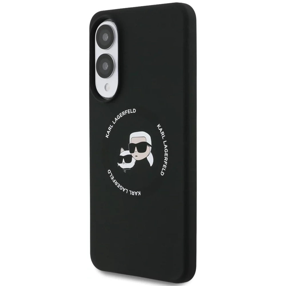 MagSafe Hülle für Samsung Galaxy S25 Edge S937, Karl Lagerfeld, Silicone Double Heads, Schwarz
