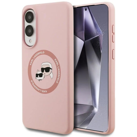 MagSafe Hülle für Samsung Galaxy S25 Edge S937, Karl Lagerfeld, Silicone Double Heads, Rosa