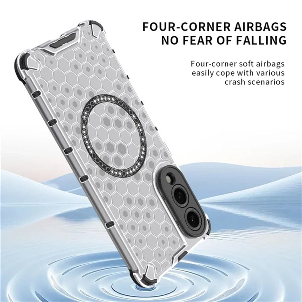 MagSafe-Hülle für Samsung Galaxy S25 Edge S937, Techsuit, HoneyComb Shield, Weiß