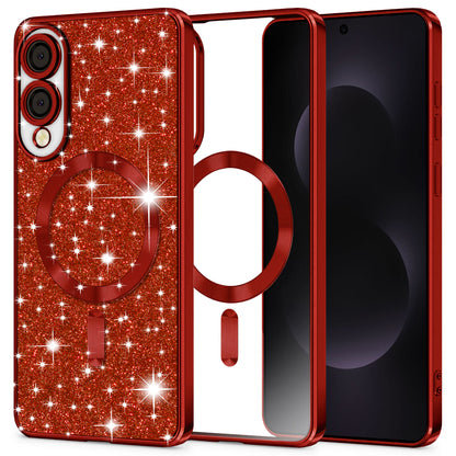 MagSafe-Hülle für Samsung Galaxy S25 Edge S937, Techsuit, Luxury Glitter, Rot