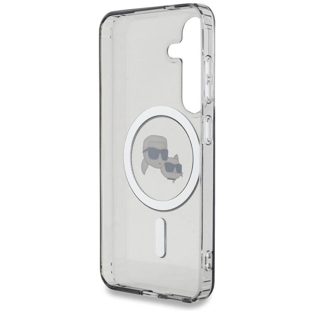 MagSafe Hülle für Samsung Galaxy S25+ S936, Karl Lagerfeld, IML Metal Karl & Choupette's Heads, Schwarz