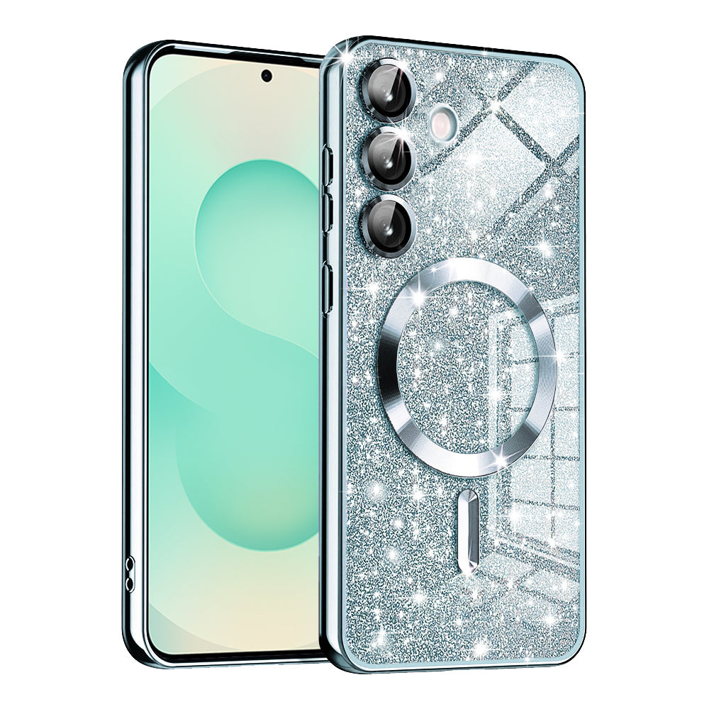 MagSafe-Hülle für Samsung Galaxy S25+ S936, Techsuit, Luxury Glitter, Blau