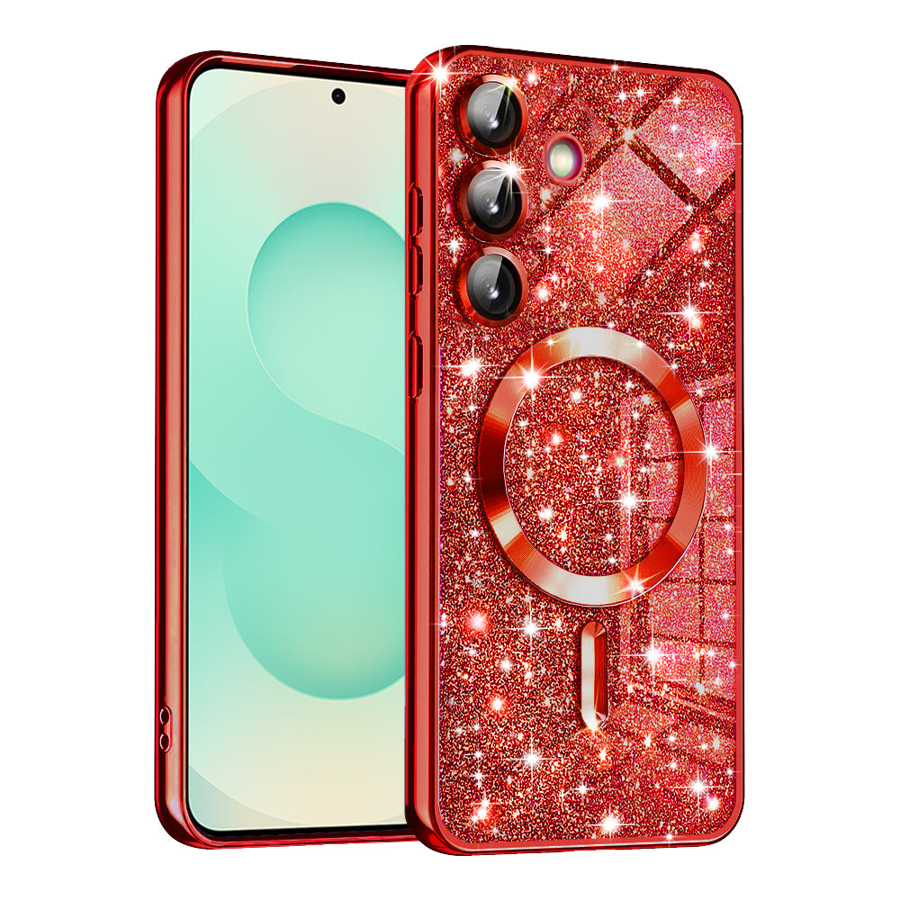 MagSafe-Hülle für Samsung Galaxy S25+ S936, Techsuit, Luxury Glitter, Rot