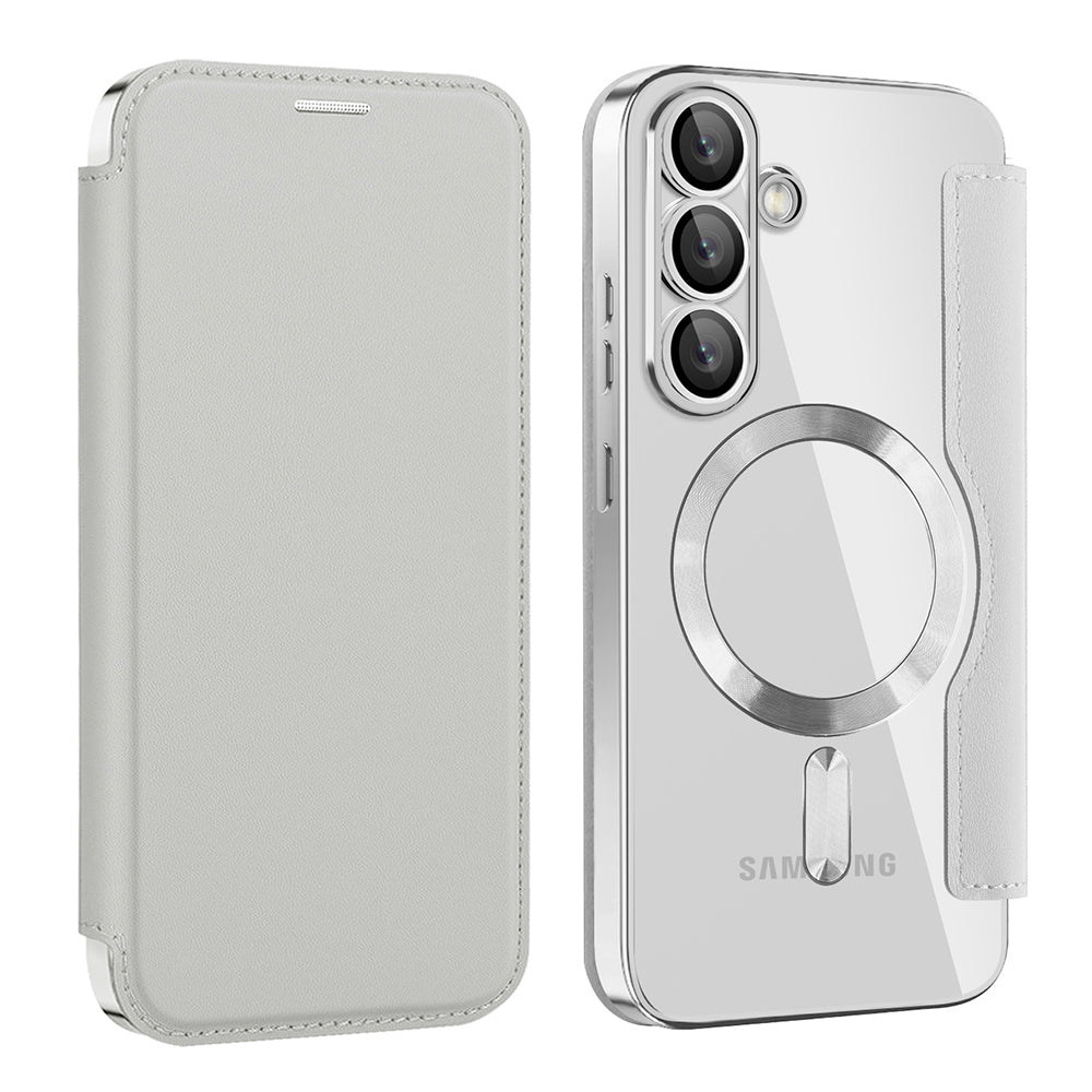 MagSafe-Hülle für Samsung Galaxy S25+ S936, Techsuit, SmartMag Book, Grau