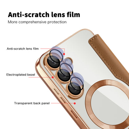 MagSafe Case for Samsung Galaxy S25+ S936, Techsuit, SmartMag Book, Brown
