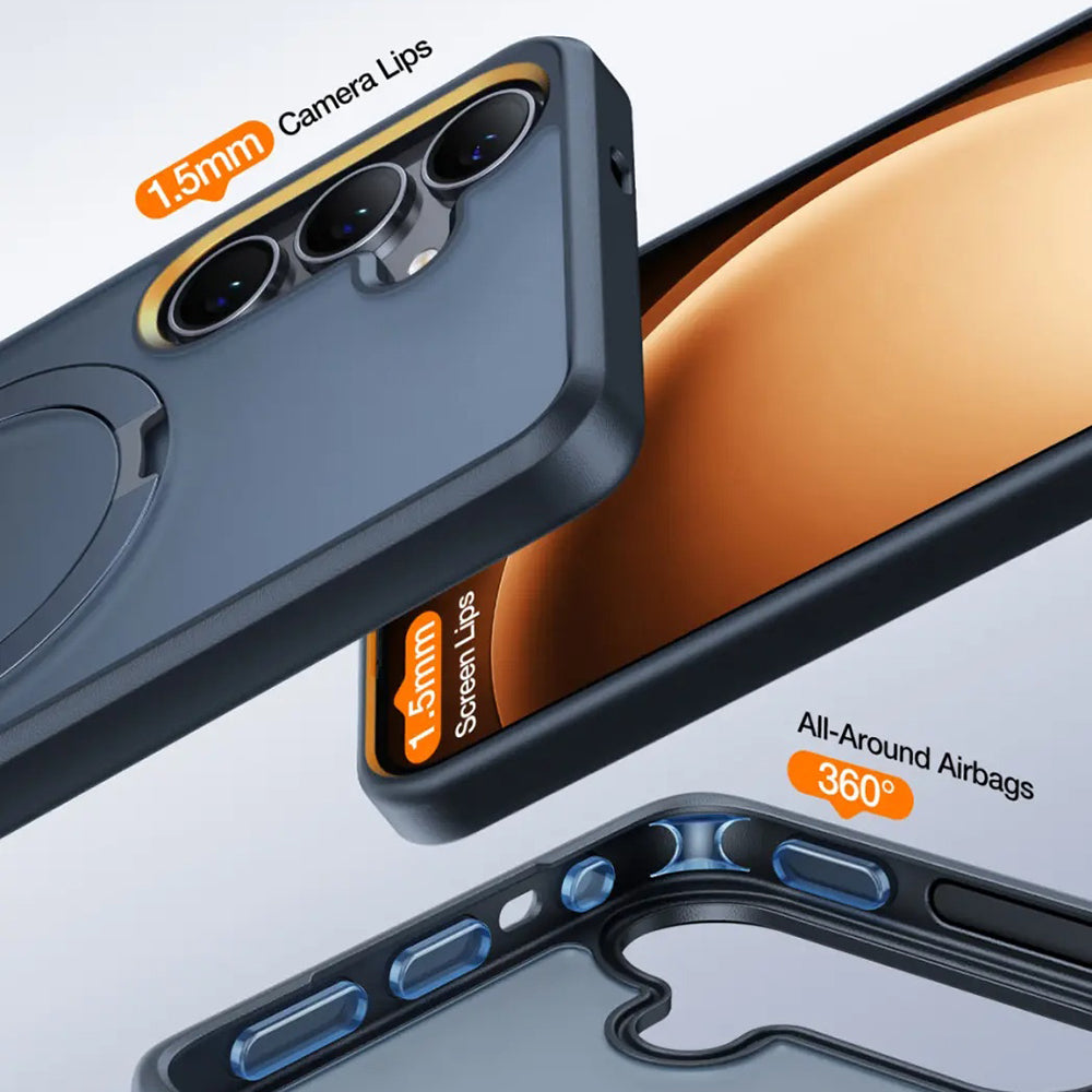 MagSafe Hülle für Samsung Galaxy S25+ S936, Torras, Ostand, Schwarz