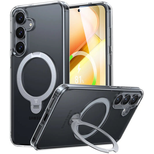 MagSafe Hülle für Samsung Galaxy S25+ S936, Torras, Ostand Spin, Transparent
