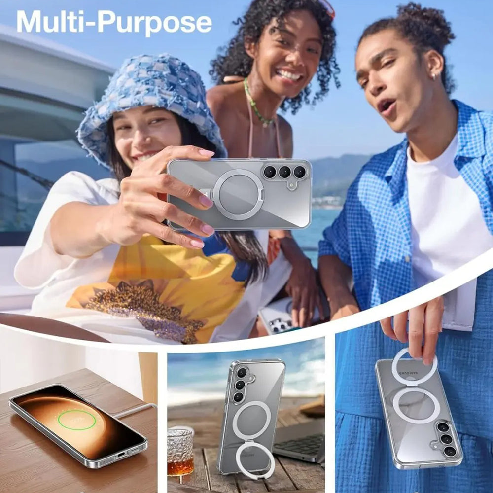 MagSafe Hülle für Samsung Galaxy S25+ S936, Torras, Ostand, Transparent