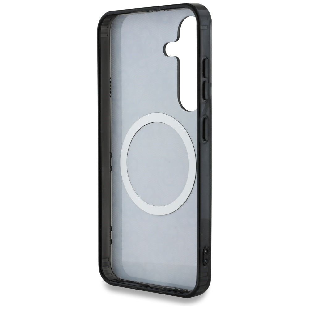 MagSafe Hülle für Samsung Galaxy S25 S931, Guess, IML Peony On 4G Background, Schwarz