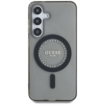 MagSafe Hülle für Samsung Galaxy S25 S931, Guess, IML Rhinestone, Schwarz