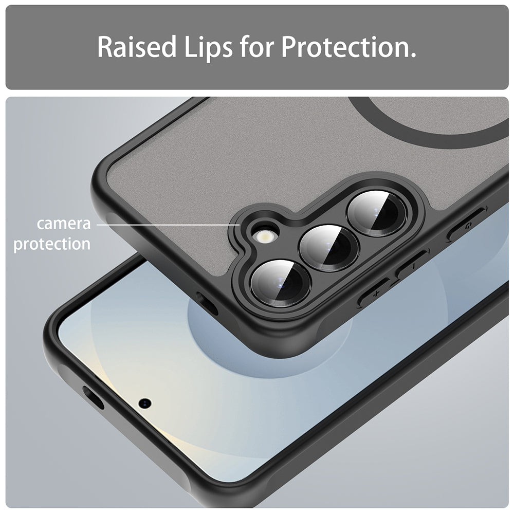 MagSafe Hülle für Samsung Galaxy S25 S931 / S24 S921, Techsuit, HaloFrost II (Big Lens Hole), Schwarz