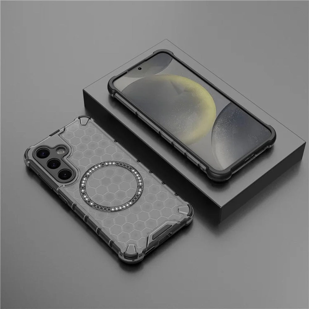 MagSafe-Hülle für Samsung Galaxy S25 S931, Techsuit, HoneyComb Shield, Schwarz
