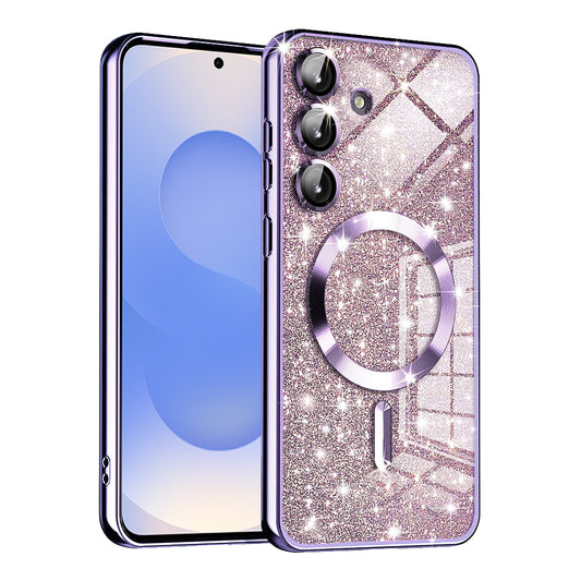 MagSafe-Hülle für Samsung Galaxy S25 S931, Techsuit, Luxury Glitter, Hellviolett