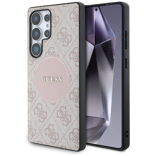 MagSafe Hülle für Samsung Galaxy S25 Ultra S938, Guess, 4G Circle Classic Logo, Rosa