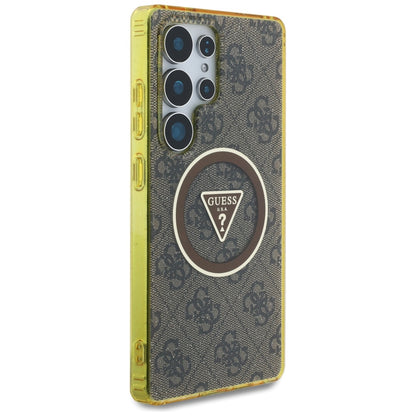 MagSafe Hülle für Samsung Galaxy S25 Ultra S938, Guess, IML Glitter 4G Circle Triangle, Braun