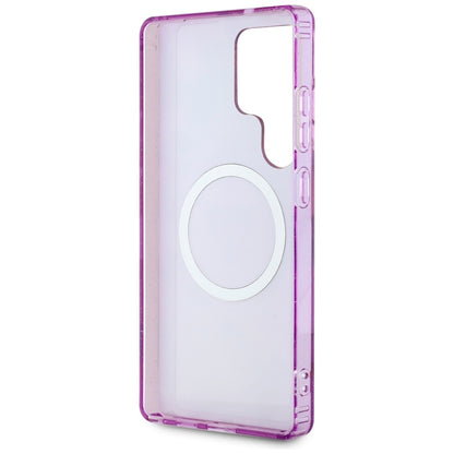 MagSafe Hülle für Samsung Galaxy S25 Ultra S938, Guess, IML Metal Glitter Flowers Triangle, Lila