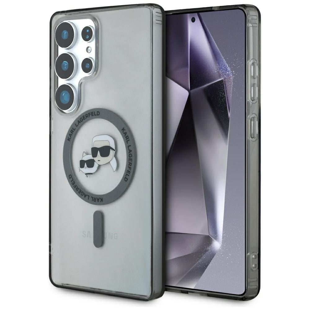 MagSafe Hülle für Samsung Galaxy S25 Ultra S938, Karl Lagerfeld, IML Metal Karl & Choupette's Heads, Schwarz