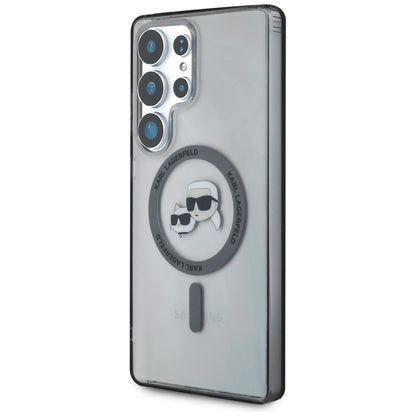MagSafe Hülle für Samsung Galaxy S25 Ultra S938, Karl Lagerfeld, IML Metal Karl & Choupette's Heads, Schwarz
