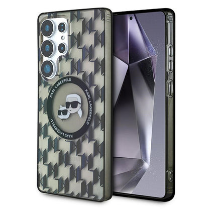 MagSafe Hülle für Samsung Galaxy S25 Ultra S938, Karl Lagerfeld, IML Monogramm Karl & Choupette's Köpfe, Schwarz