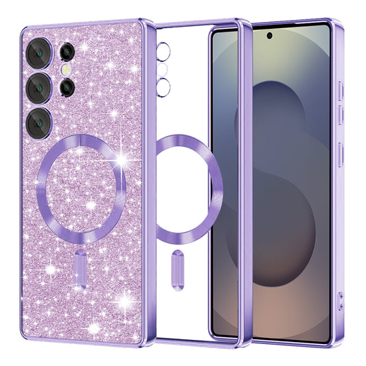 MagSafe-Hülle für Samsung Galaxy S25 Ultra S938, Techsuit, Luxury Glitter, Hellviolett