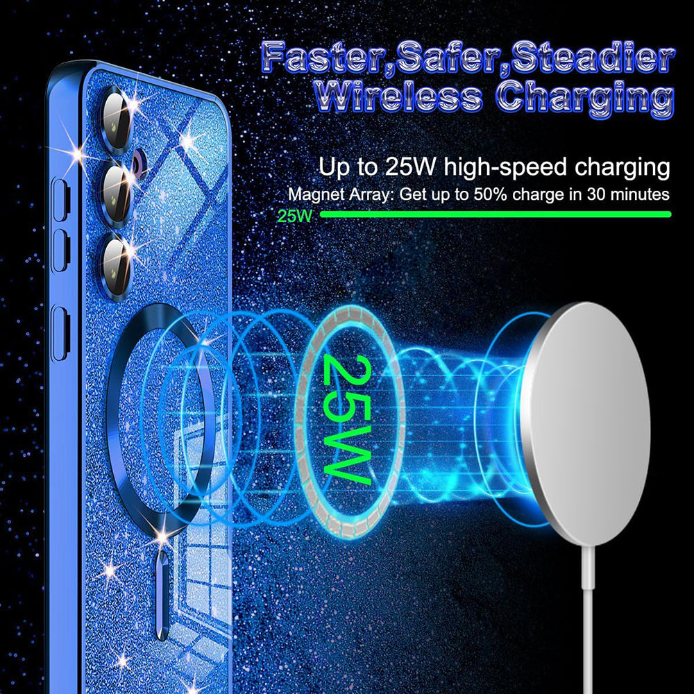 MagSafe Case for Samsung Galaxy S25 Ultra S938, Techsuit, Luxury Glitter, Light Green