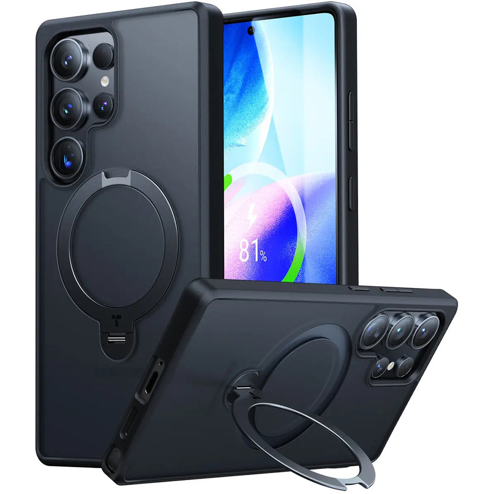 MagSafe-Hülle für Samsung Galaxy S25 Ultra S938, Torras, Ostand Spin, Schwarz