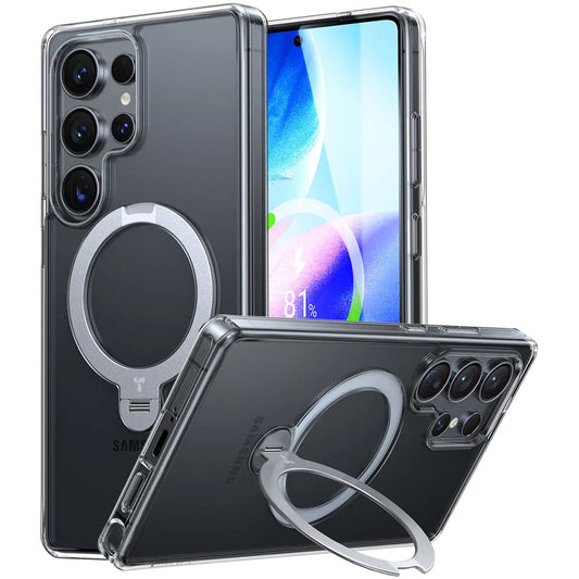 MagSafe Hülle für Samsung Galaxy S25 Ultra S938, Torras, Ostand Spin, Transparent