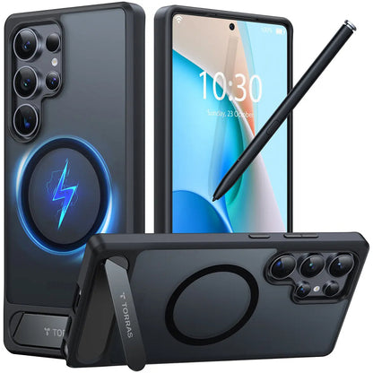 MagSafe-Hülle für Samsung Galaxy S25 Ultra S938, Torras, Pstand, Schwarz