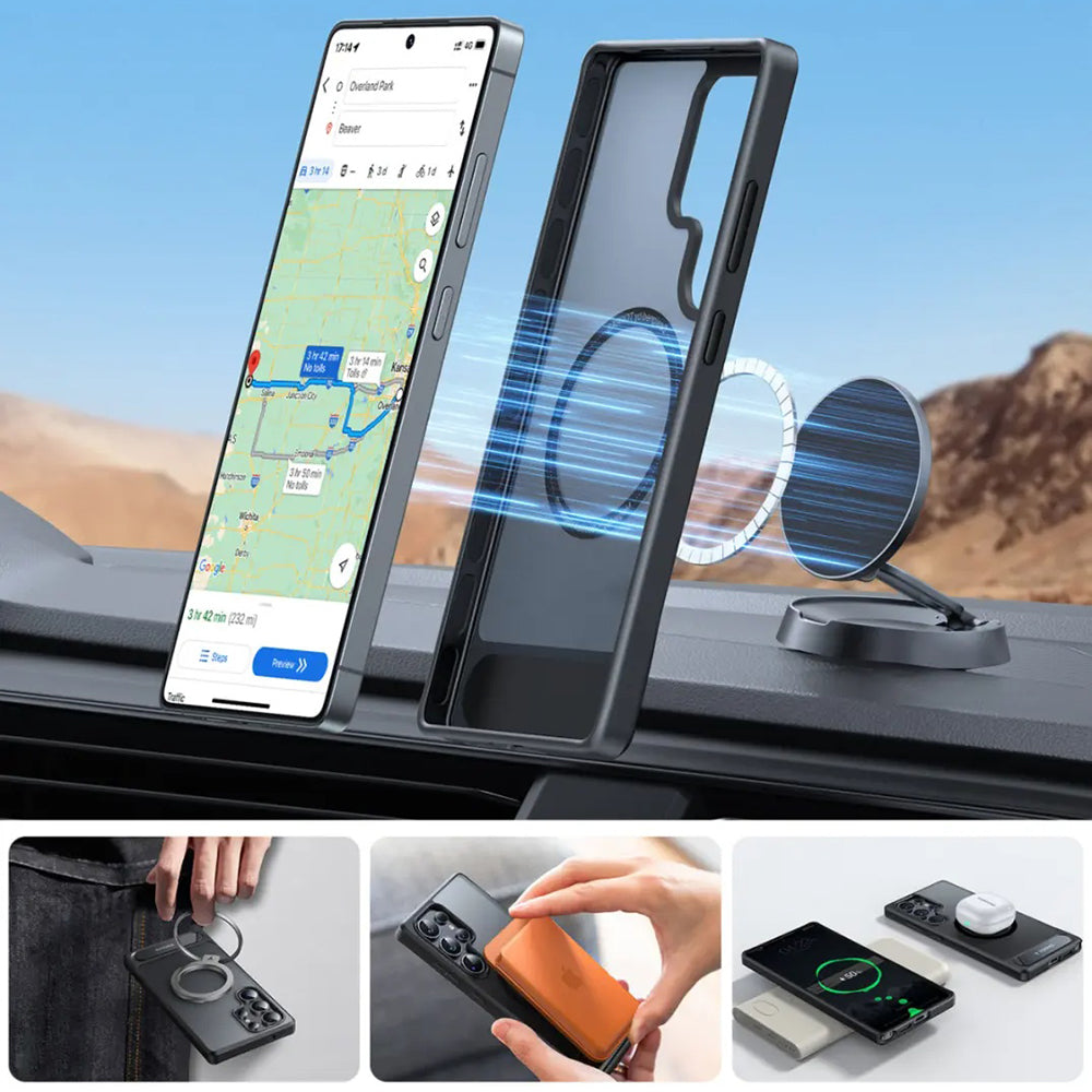 MagSafe-Hülle für Samsung Galaxy S25 Ultra S938, Torras, Pstand, Schwarz