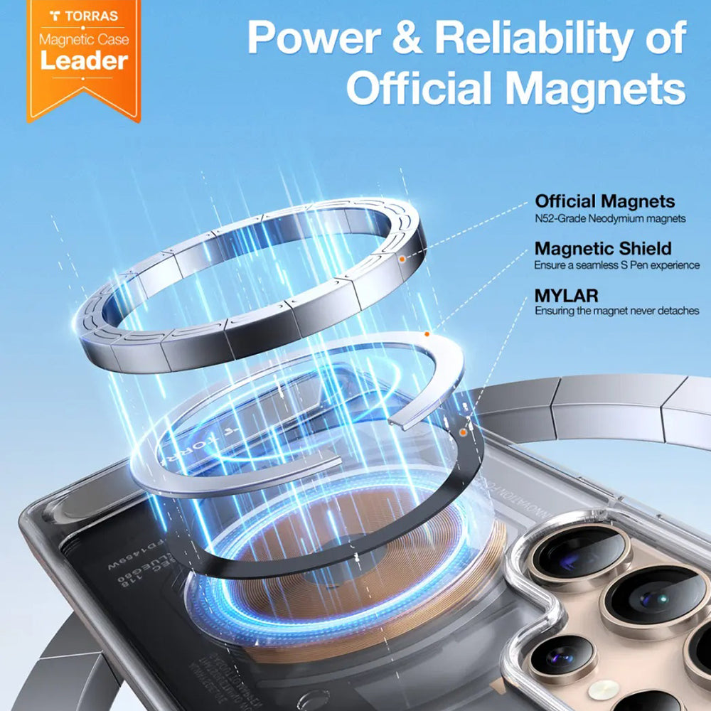 MagSafe Hülle für Samsung Galaxy S25 Ultra S938, Torras, Pstand, Transparent