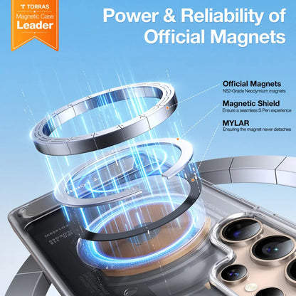 MagSafe Hülle für Samsung Galaxy S25 Ultra S938, Torras, Pstand, Transparent