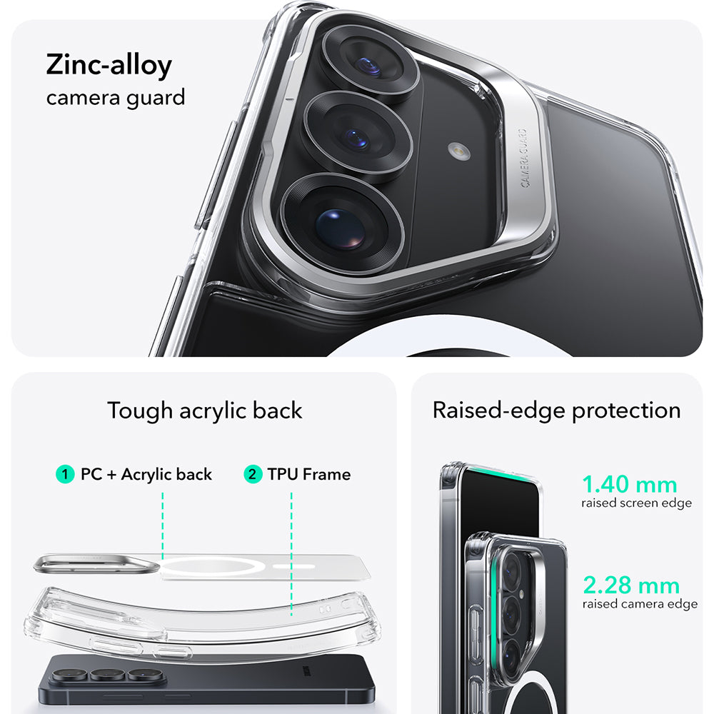 MagSafe Hülle für Samsung Galaxy S26 Plus, ESR, Classic Hybrid Kickstand, Transparent