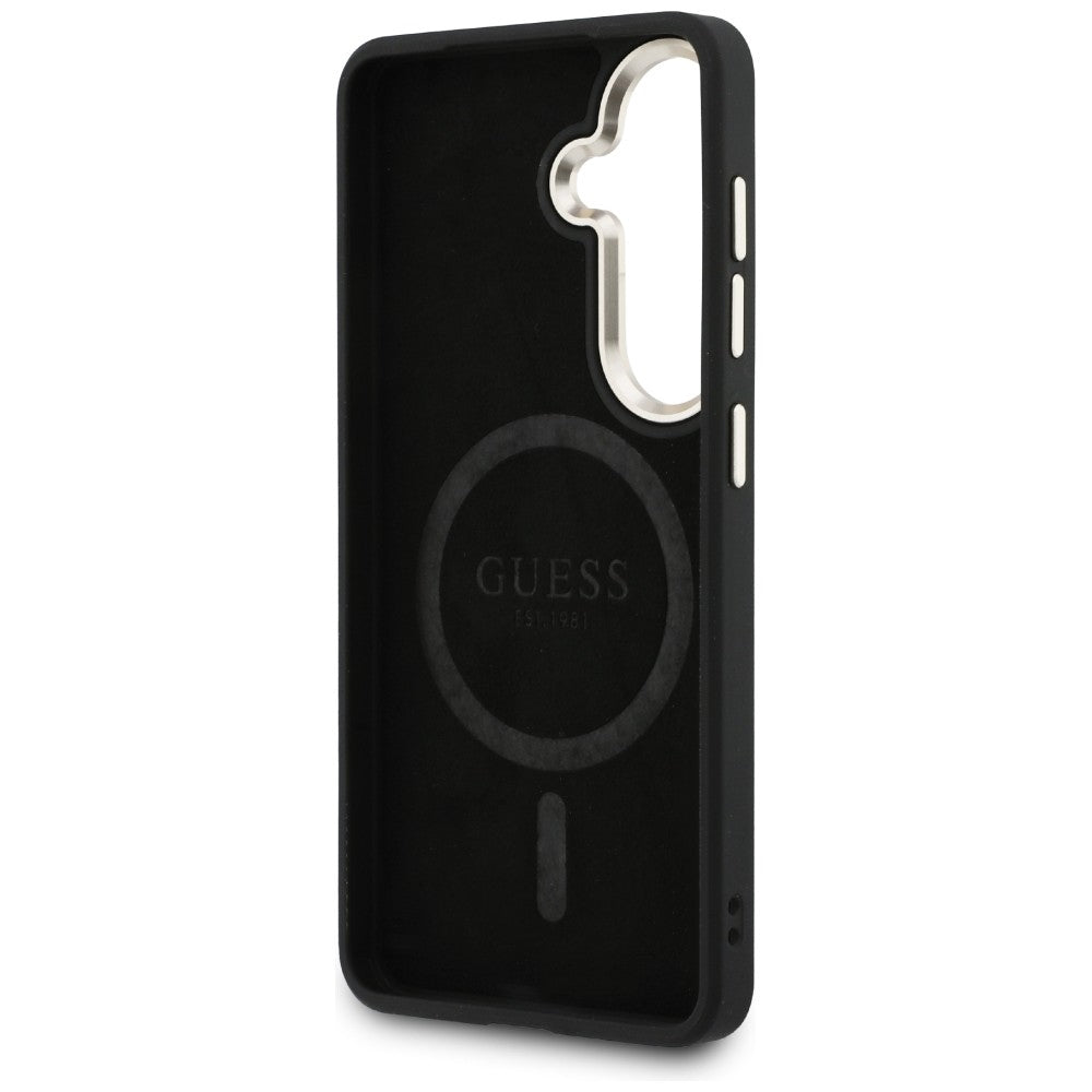 MagSafe-Hülle für Samsung Galaxy S26 Plus S947, Guess, 4G geprägter Ring, Schwarz