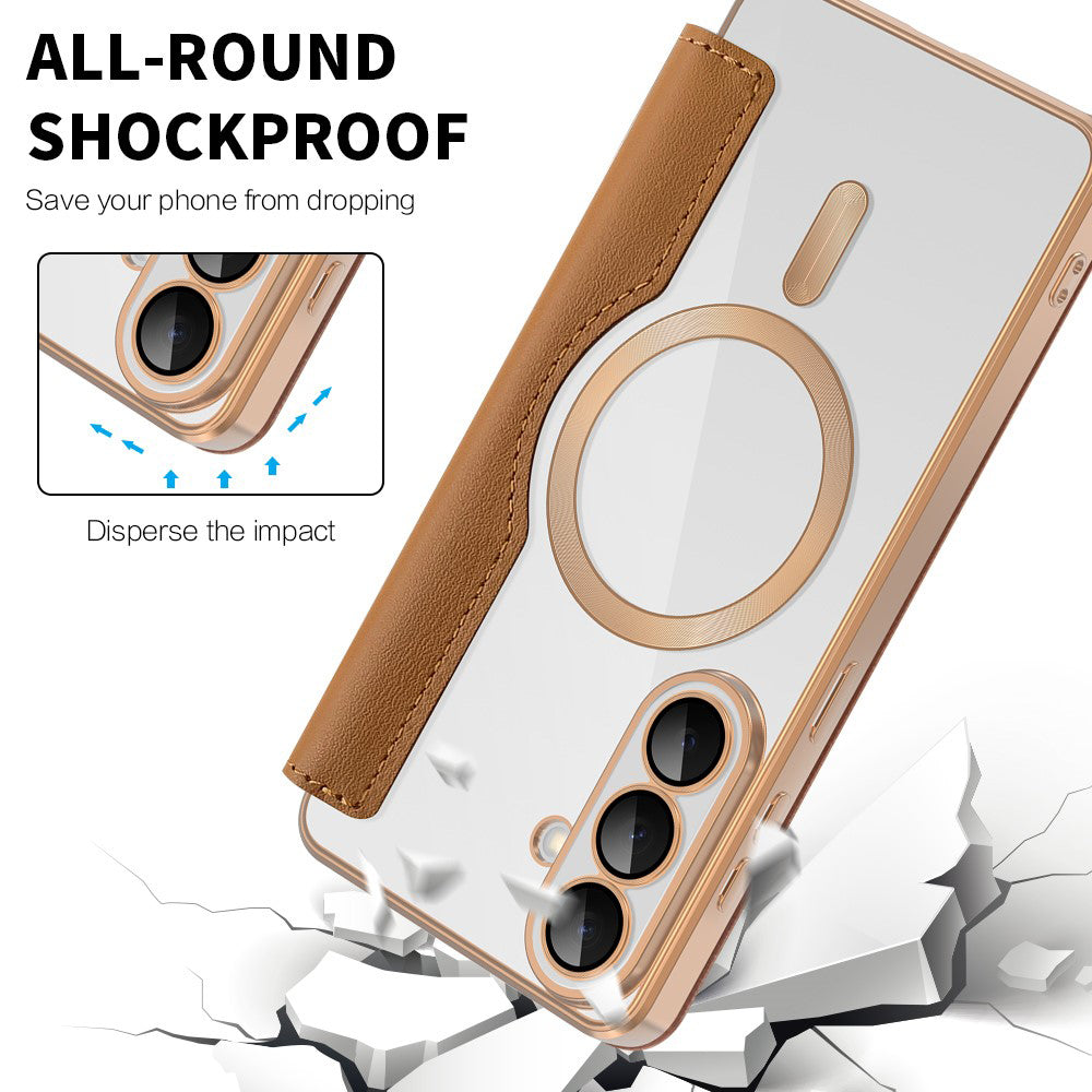 MagSafe Hülle für Samsung Galaxy S26 Plus, Techsuit, SmartMag Book, Braun