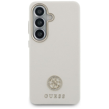 MagSafe Hülle für Samsung Galaxy S26 S942, Guess, Rhinestone Round Logo, Beige