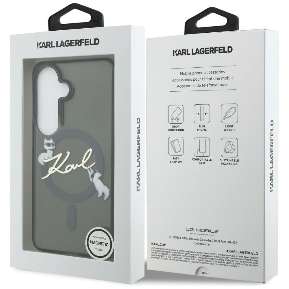 MagSafe Case for Samsung Galaxy S26 S942, Karl Lagerfeld, IML Choupette Karl Script Logo, Black